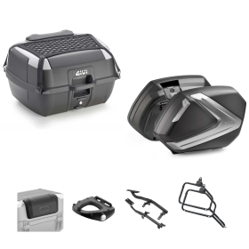 GIVI B45+ Top Case Kit V37 TECH Schwarz Grau/Smoke 45/37L für YAMAHA