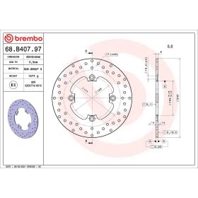 BREMBO Feststehende Bremsscheibe 68B40797 Gold-Serie D.240 Dicke 6mm 4 Löcher für HONDA