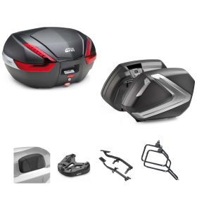 GIVI V47 Top Case Kit V37 TECH Smoky Black/Red 47/37L für SUZUKI DL V STROM