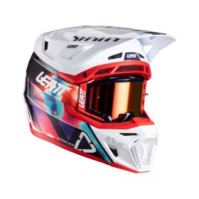 LEATT Moto 8.5 Composite Motocross helmet Royal white with 5.5 goggles