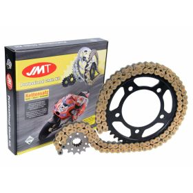 JMT Übertragungsset Kette X Gold 120 Glieder 520 Schwarzes Ritzel 50z Rennritzel 13z