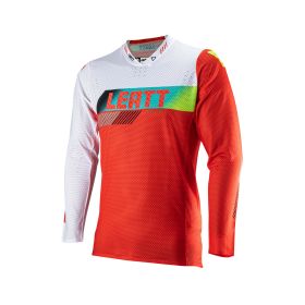 Maillot motocross LEATT Moto 5.5 UltraWeld rouge blanc filet élastique