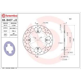 Disque de frein fixe BREMBO 68B407J2 série or D.220 épaisseur 5mm 4 trous pour MV AGUSTA