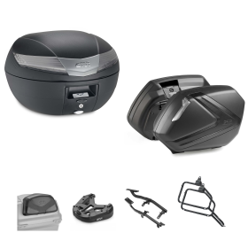 GIVI V40 TECH Top Case Kit V37 TECH Smoked Black 40/37L for KAWASAKI KLE VERSYS