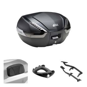 Kit topcase GIVI V47NN TECH carbone fumé pour MOTO GUZZI V100 Mandello 1000