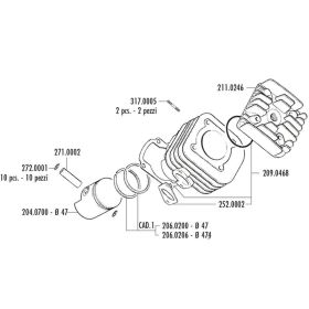 POLINI Thermal Group D.47 Stroke 41.4 Cast Iron Cylinder