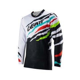 Maillot motocross LEATT Moto 5.5 UltraWeld Tiger bleu rouge filet élastique
