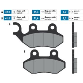POLINI brake pad set sintered compound 42.9x85.3x8.2/41x71.6x8.2 mm