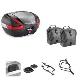 Kit GIVI bauletto V47 borsa CORIUM nero rosso 47/16L per MOTO GUZZI