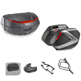 GIVI V49 AIR Top Case Kit V37 Black Orange/Red 49/37L for SUZUKI