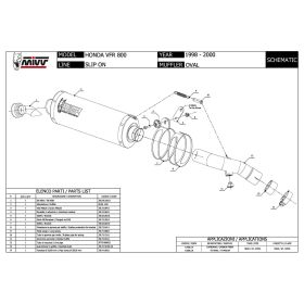 Silencieux MIVV Oval Slip-on approuvé pour HONDA VFR 800