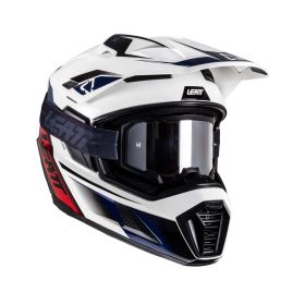 LEATT ADV 8.5 Composite Enduro helmet Royal white blue with 4.5 goggles