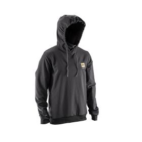Felpa tecnica MTB LEATT Thermaflow 3.0 nero con fodera termica e cappuccio casco