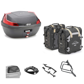 GIVI BLADE Top Case Kit CANYON Bag Black Red 47/35L for ROYAL ENFIELD SUPER METEOR