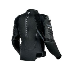 Veste REBELHORN de moto pour homme en cuir noir/blanc VELOCE