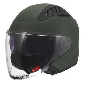 Casco jet LS2 OF600 COPTER II SOLID verde militare