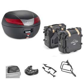 Kit GIVI bauletto V40 borsa CANYON nero rosso 40/25L per KAWASAKI KLE VERSYS