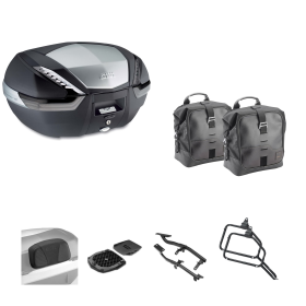 Kit GIVI bauletto V47 TECH borsa CORIUM nero fumè 47/16L per MOTO GUZZI