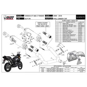 MIVV Double Slip-On Auspuff Oval Titanium Carbon Endkappe für YAMAHA XT 660 Z