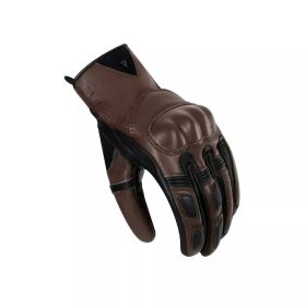 REBELHORN THUG II Brown Leather Motorcycle Gloves for Men