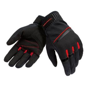 Gants d'été TUCANO URBANO avec paume en suède synthétique PENNA en maille noir/rouge