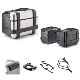 GIVI TREKKER Aluminium Gris/Noir 46/46L Top Case Bagages pour MOTO GUZZI V85 TT