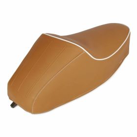 Selle monoplace DIEFFE marron et orange RAL 8023 avec passepoil blanc