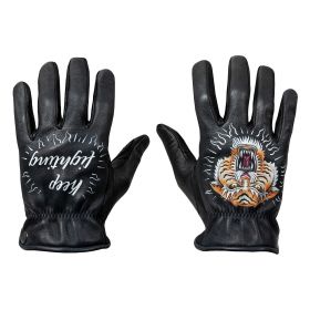 Cafe Racer Leather Motorcycle Gloves DMD Shield Tiger