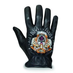 Cafe Racer Leather Motorcycle Gloves DMD Shield Tiger