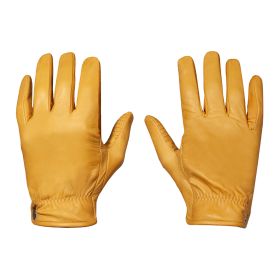 Cafe Racer Leather Motorcycle Gloves DMD Shield Yellow