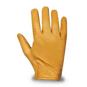 Cafe Racer Leather Motorcycle Gloves DMD Shield Yellow