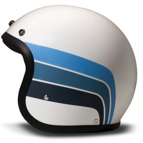 Jet Helmet Cafe Racer DMD Vintage Olympus Glossy White Blue