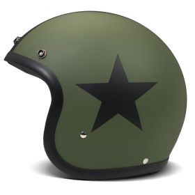 Jet Helmet Cafe Racer DMD Vintage Star Olive Green Black