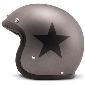 Jet Helmet Cafe Racer DMD Vintage Star Gray Black