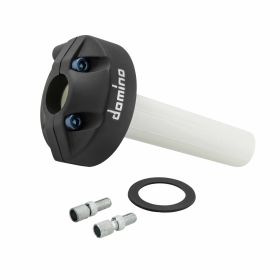 DOMINO Racing Poignée de gaz rapide 22 mm Noir/Bleu Guide de câble vertical en aluminium