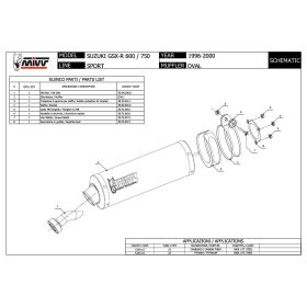 MIVV Oval Bolt-On Auspuff genehmigt in Carbon für SUZUKI GSX-R 750