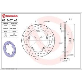 BREMBO Feststehende Bremsscheibe 68B407A8 Gold Serie D.240 Dicke 6mm 5 Löcher für PEUGEOT