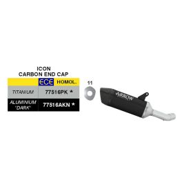 ARROW genehmigte Slip-On Auspuff Icon Schwarz Aluminium für Yamaha YZF R3