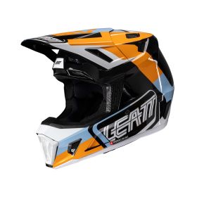 Casco motocross LEATT Moto 7.5 arancio nero bianco con maschera 4.5