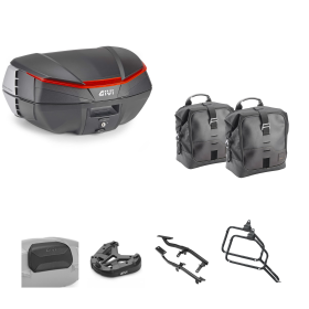 GIVI V49 AIR Kit de Top Case CORIUM Noir Orange 49/16L pour BENELLI LEONCINO