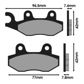POLINI ORIGINAL brake pads pair 42x96.5x7.4/42x77x7.8 mm