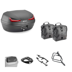 Kit GIVI bauletto SIMPLY IV borsa CORIUM nero rosso 45/16L ROYAL ENFIELD SUPER METEOR