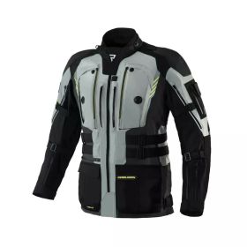 Giacca moto uomo REBELHORN PATROL grigia/nera/gialla fluo
