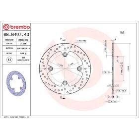 Disque frein fixe BREMBO 68B40740 série or en acier inoxydable D.220 épaisseur 4mm 4 trous