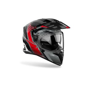 Dual Road Helmet AIROH Bandit Spicy Grey Black Red Glossy