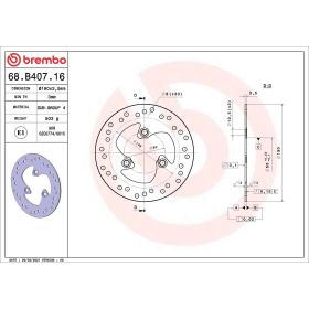 BREMBO fixed brake disc 68B40716 gold series stainless steel D.190 thickness 3.5mm 3 holes