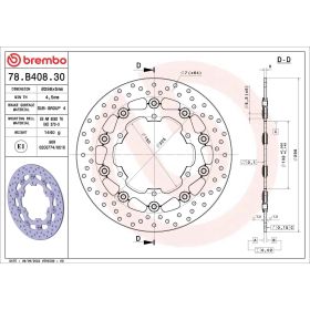 BREMBO Schwimmende Bremsscheibe 78B40830 Gold Serie D.298 Dicke 5mm 6 Löcher für YAMAHA