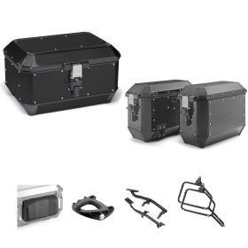 GIVI TREKKER ALASKA Black Aluminum Luggage Case Kit 56/36L for MOTO GUZZI STELVIO