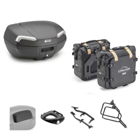 Kit GIVI bauletto RIVIERA TECH borsa CANYON nero fumè 46/25L per VOGE