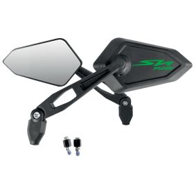 Schwarzes Street Mirror Paar mit grünem HONDA SH MODE 125 Logo